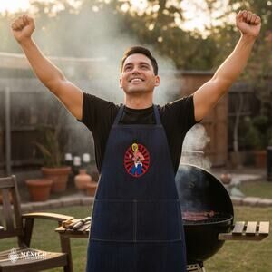 Mexican Denim Apron for Men – Lucha Libre Felt Design Handmade Style